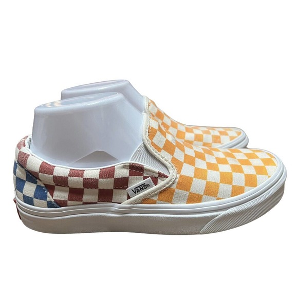 Vans Shoes - Vans Shoes Womens 7.5 Yellow Red Checkered Athletic Skate Shoes Classic Slip On